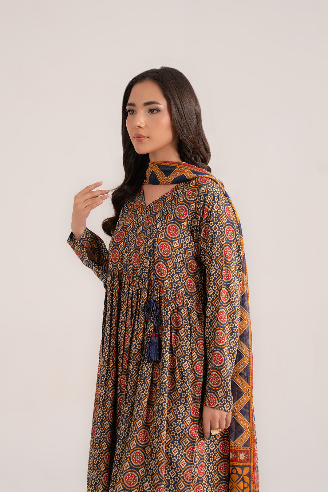 3 Piece Printed Viscose Linen Printed Suit (CP0242)