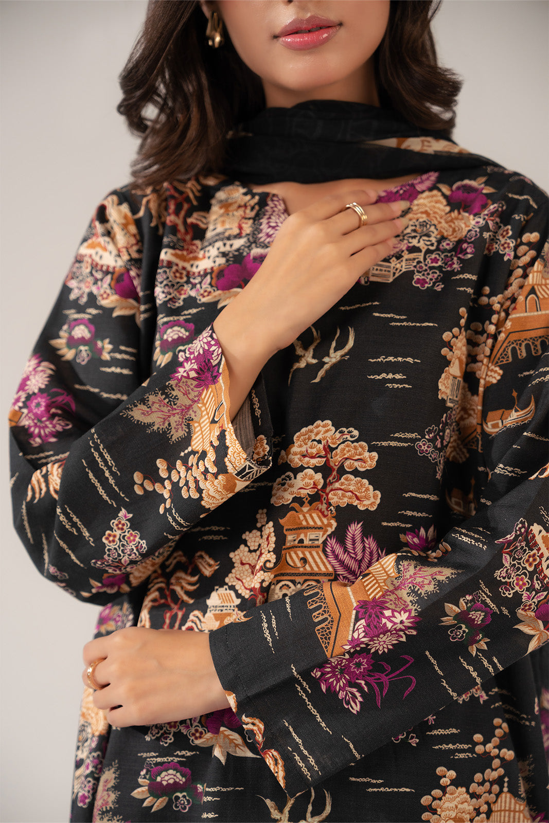 3 Piece Printed Slub Khaddar Printed Suit (CP0260)
