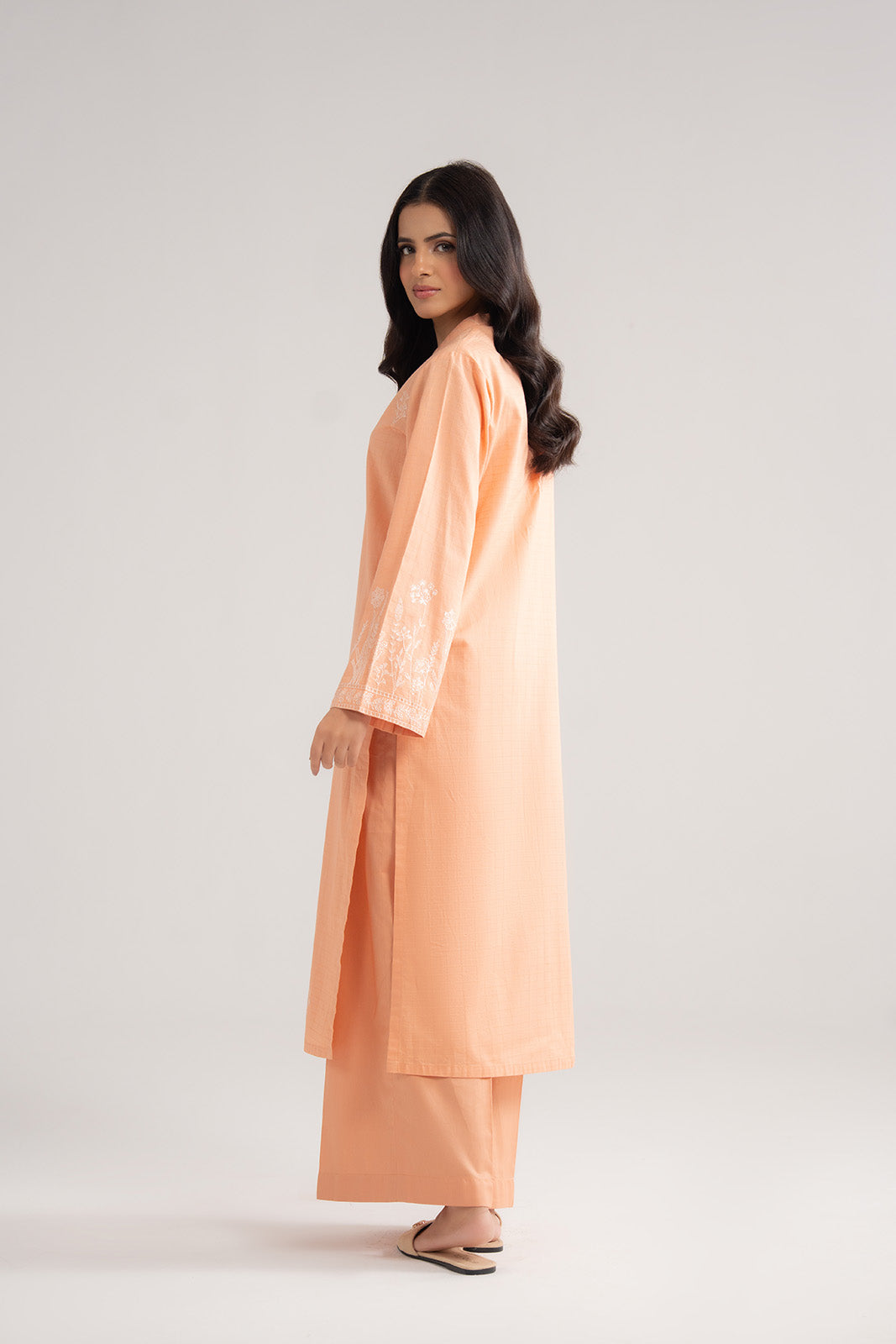 2 Piece Strip Cotton Embroidered Suit (CP0437)