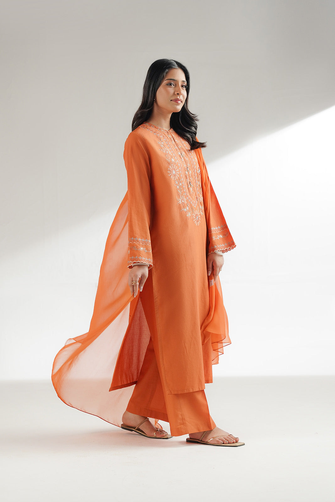 3 Piece Dobby Cotton Embroidered Suit (CP0477)