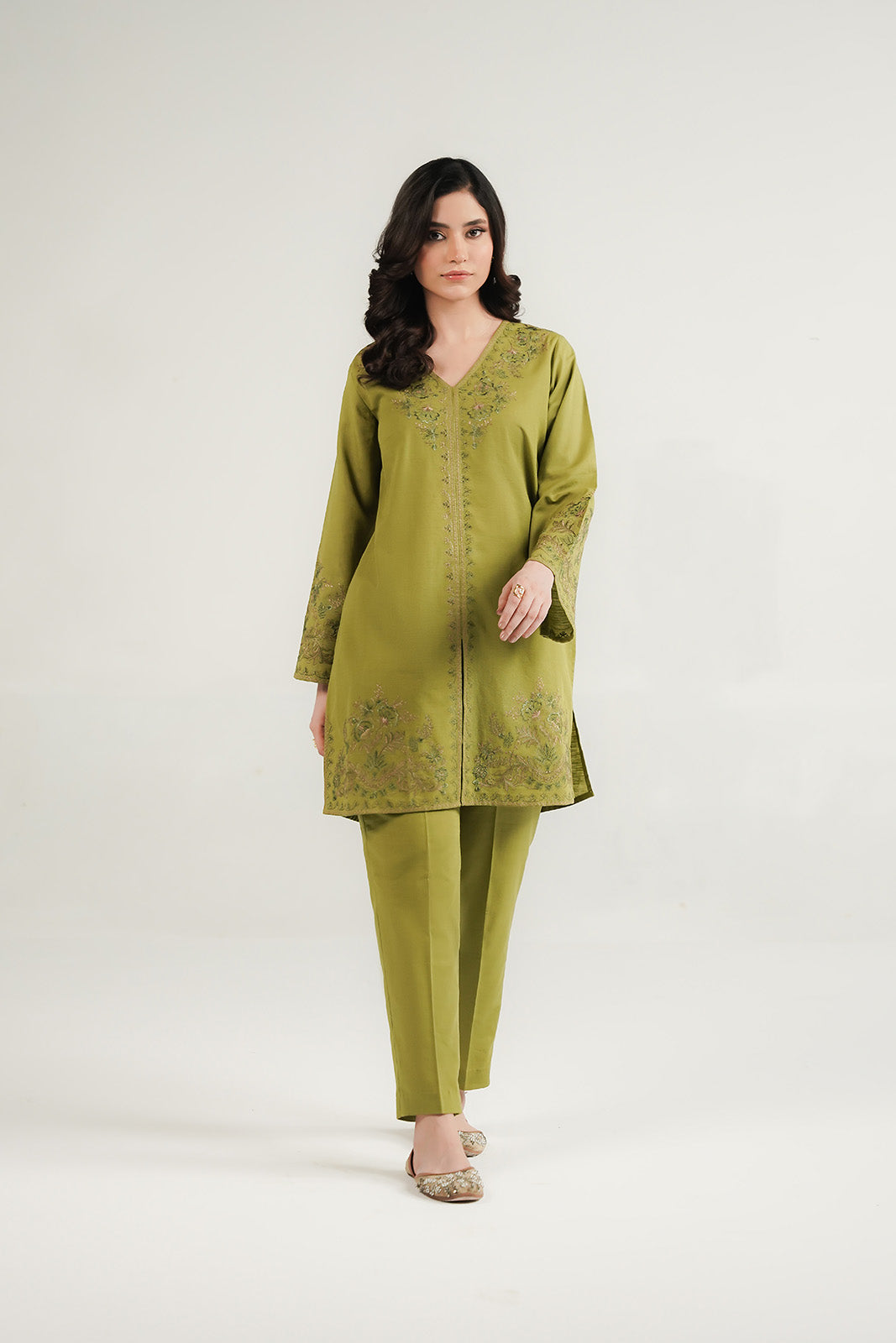 2 Piece Slub Khaddar Embroidered Suit (CP0557)