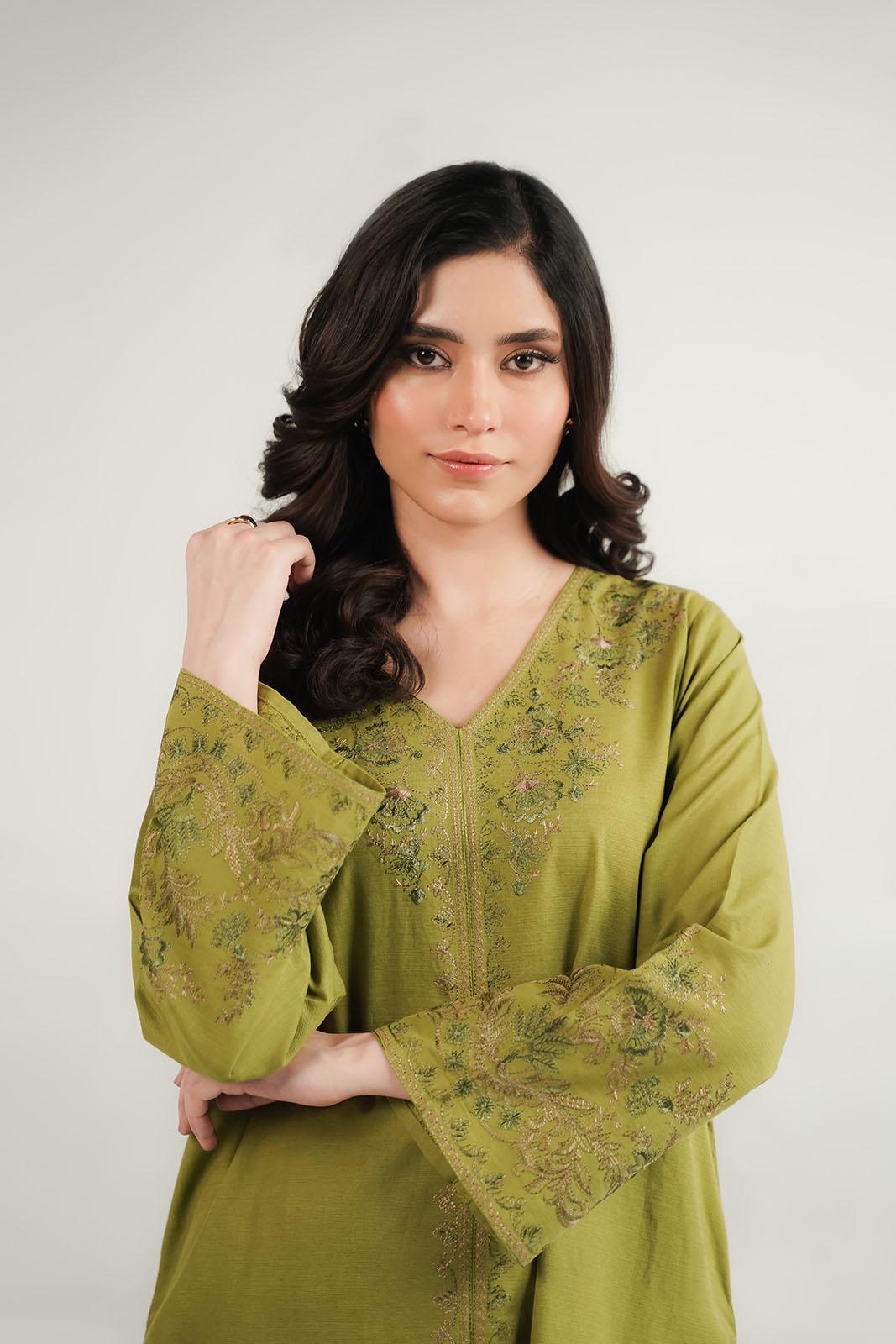 2 Piece Slub Khaddar Embroidered Suit (CP0557)