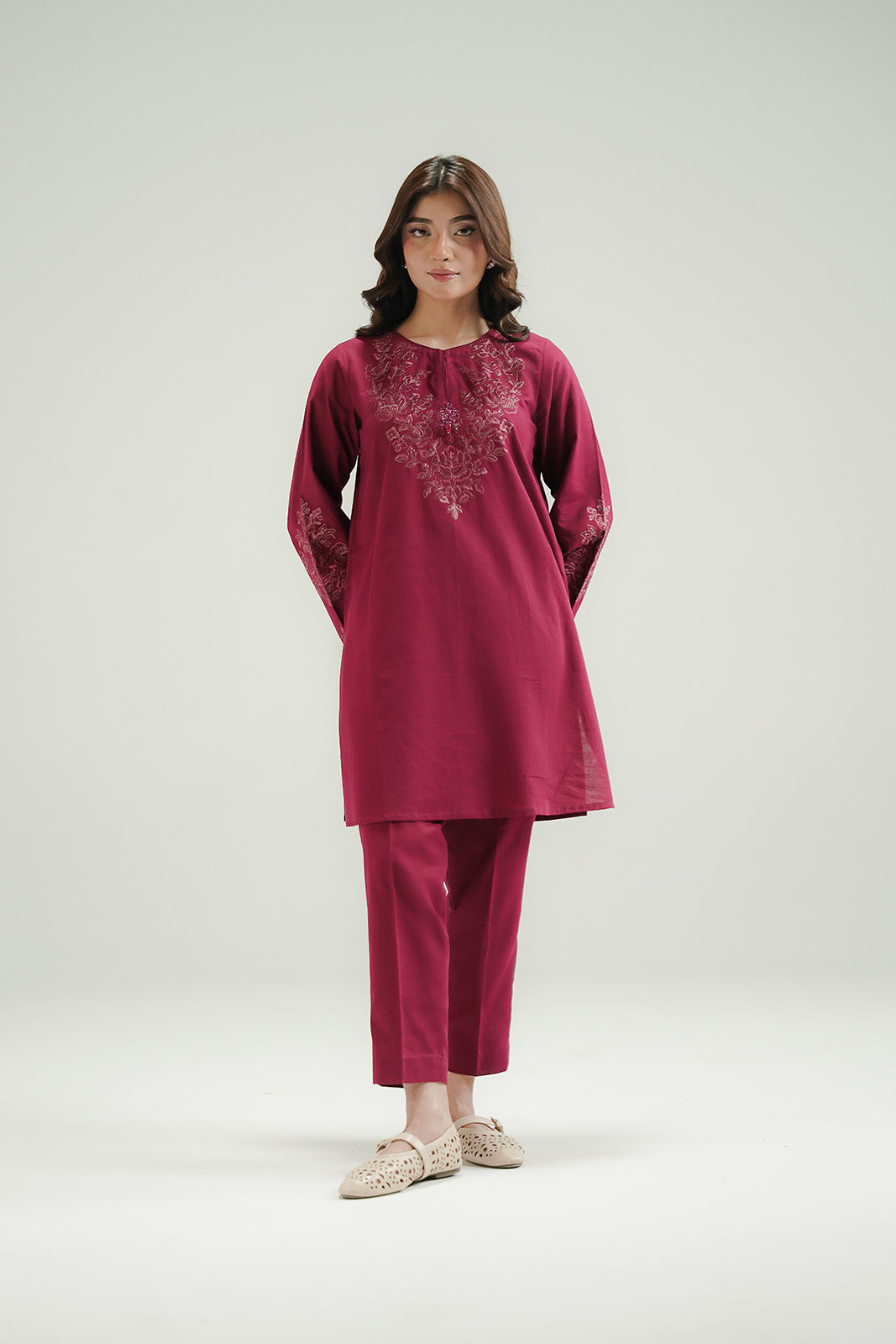 2 Piece Slub Khaddar Embroidered Suit (CP0575)