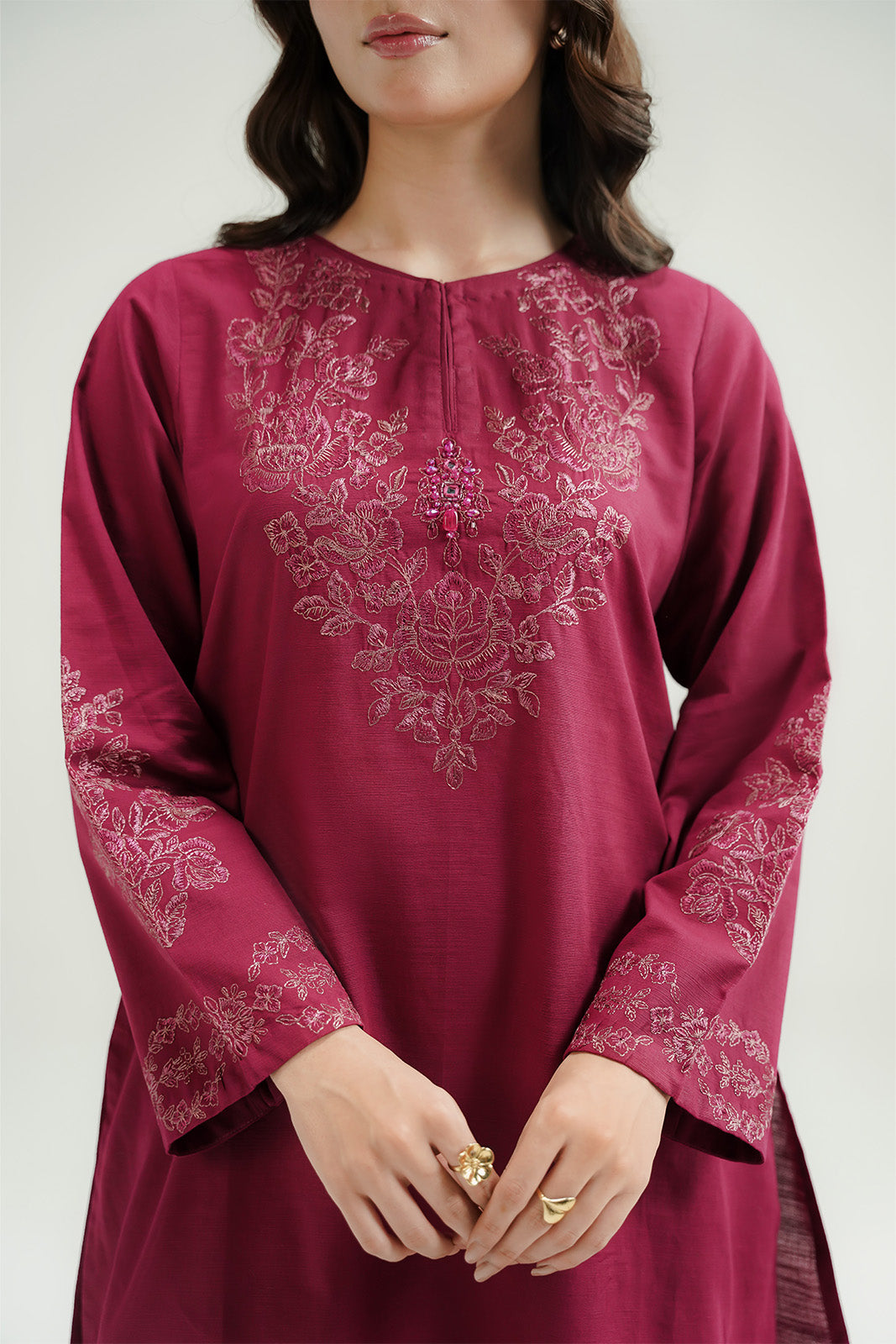 2 Piece Slub Khaddar Embroidered Suit (CP0575)
