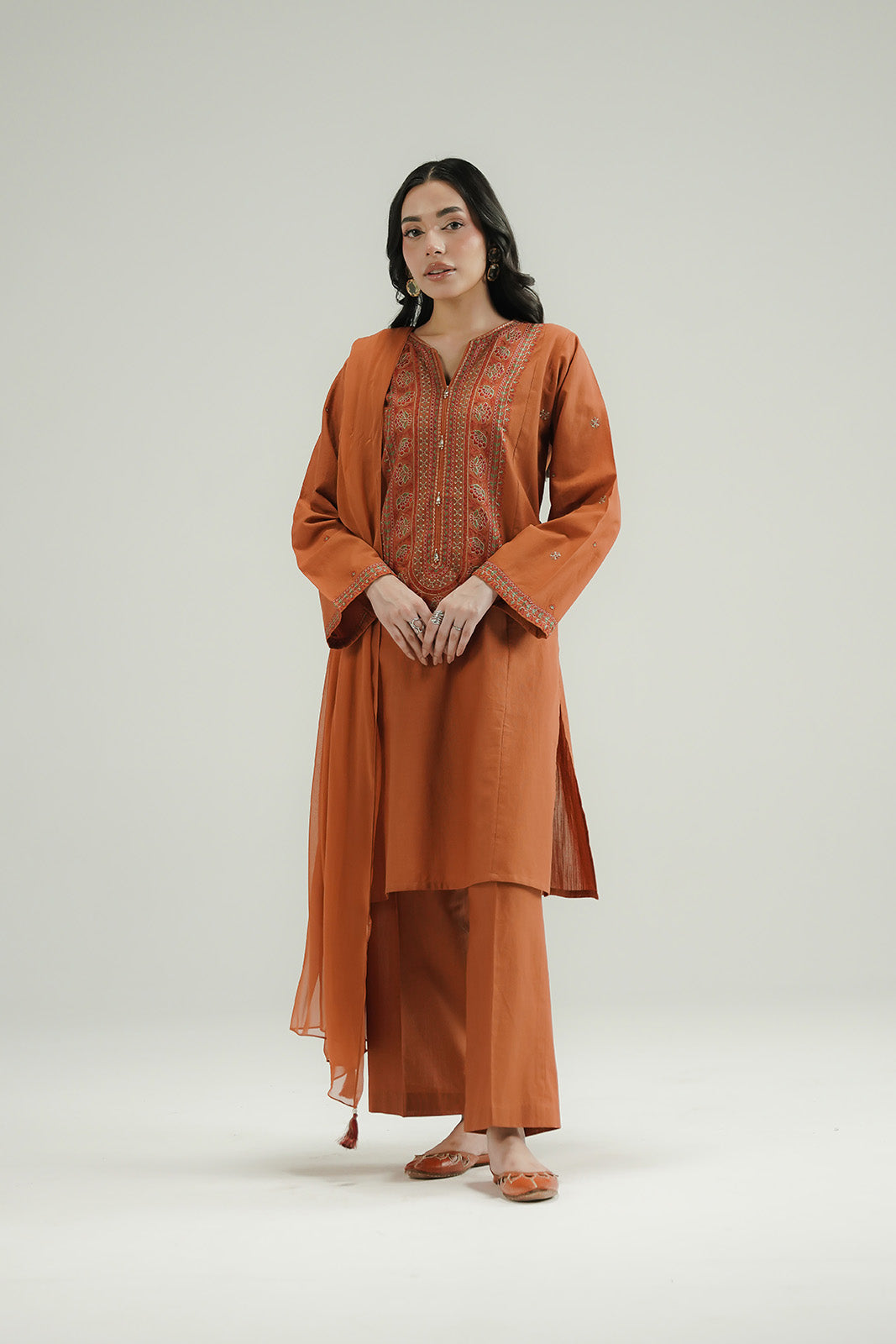 3 Piece Slub Khaddar Embroidered Suit (CP0581)