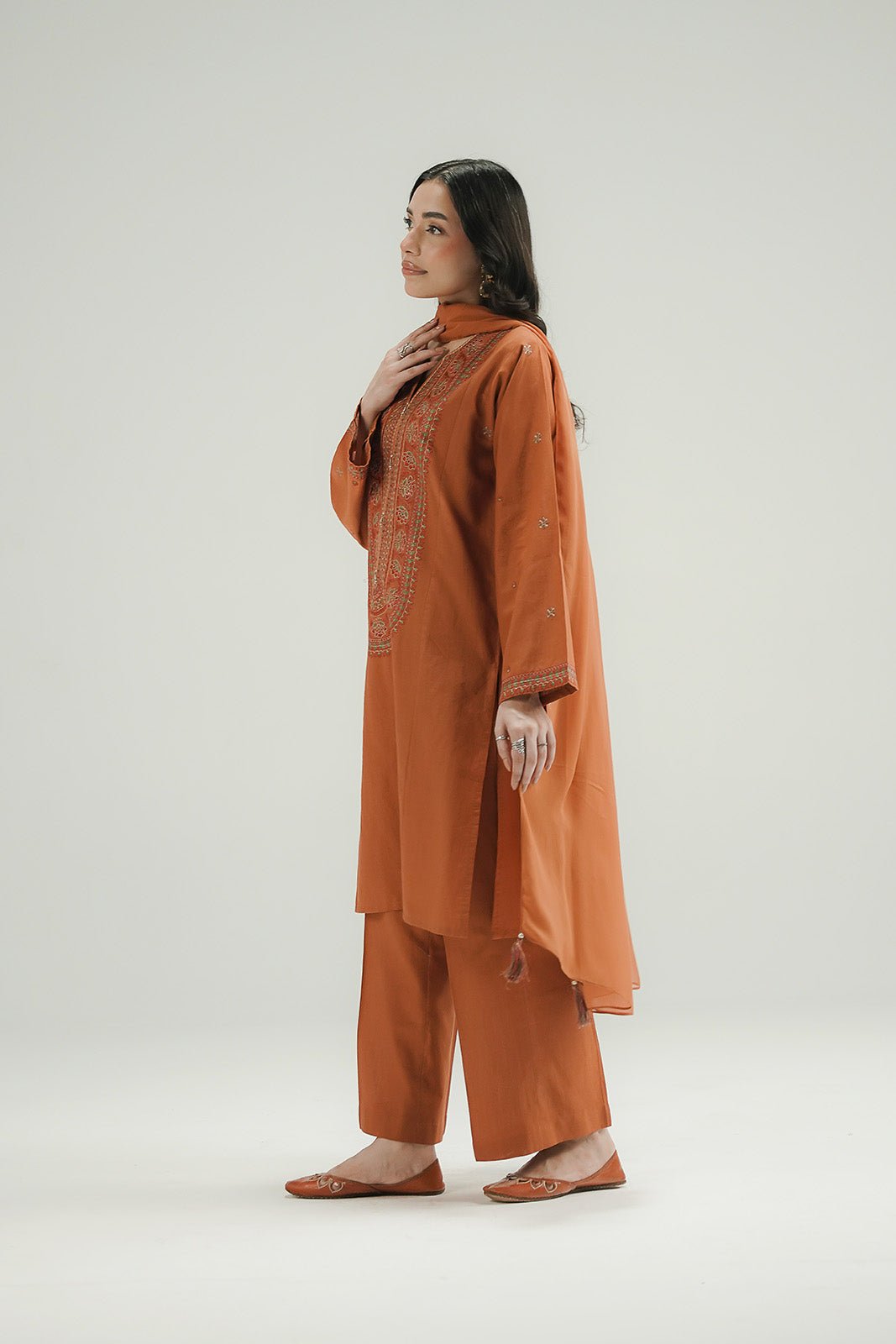 3 Piece Slub Khaddar Embroidered Suit (CP0581)
