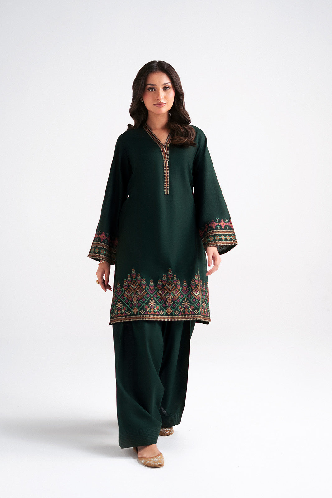 2 Piece Slub Khaddar Embroidered Suit (CP0585)
