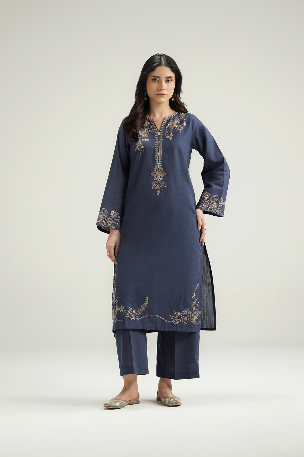 2 Piece Slub Khaddar Embroidered Suit (CP0586)