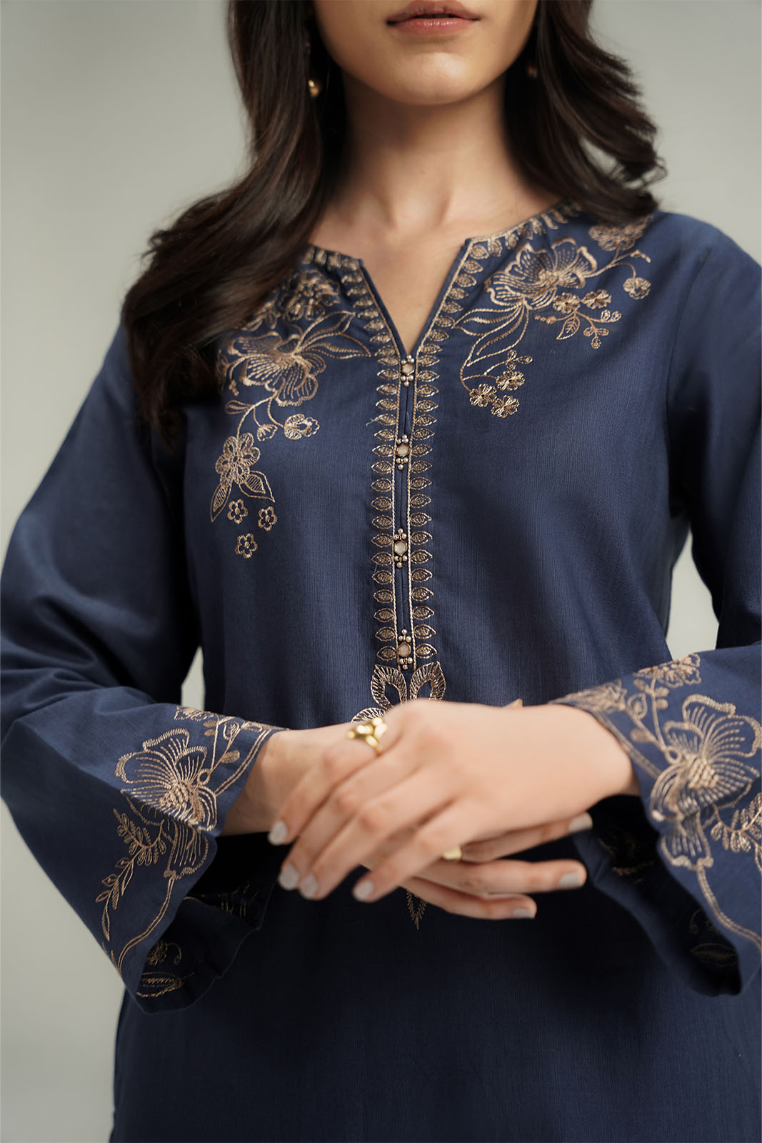 2 Piece Slub Khaddar Embroidered Suit (CP0586)