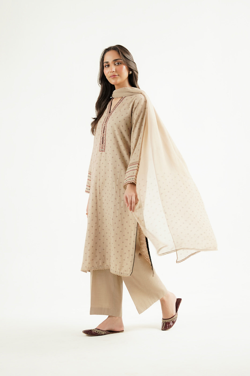 3 Piece Printed Slub Khaddar Printed Suit (CP0600)