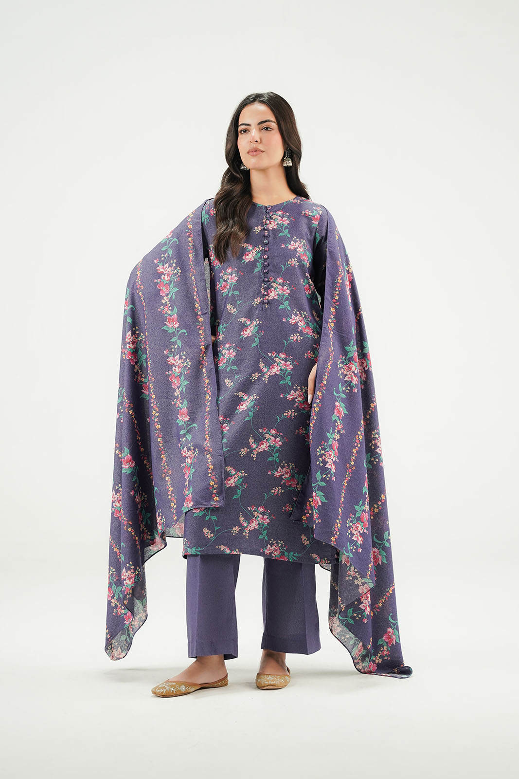 3 Piece Printed Lawn Karandi Printed Suit (CP0603)