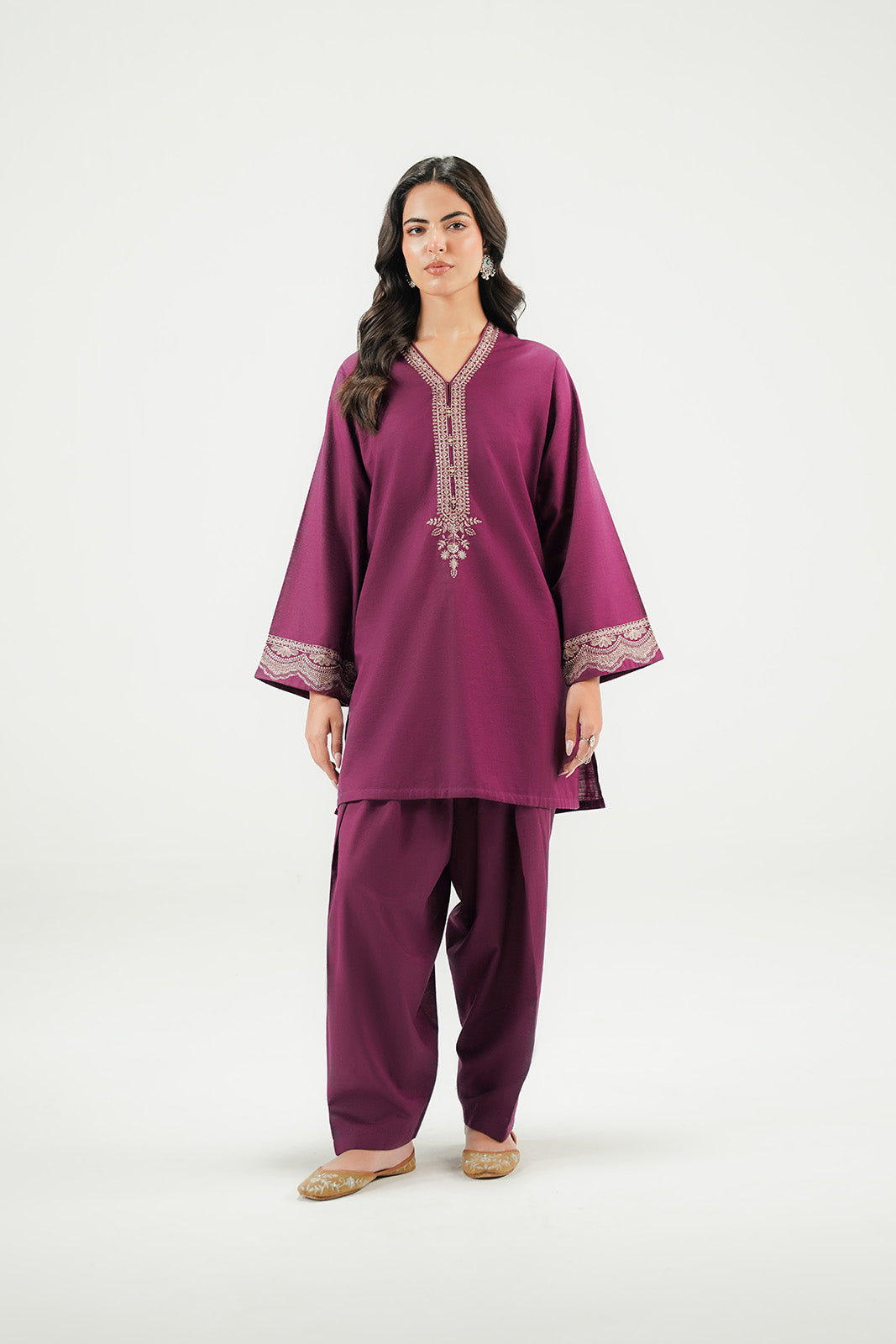 2 Piece Slub Khaddar Embroidered Suit (CP0610)