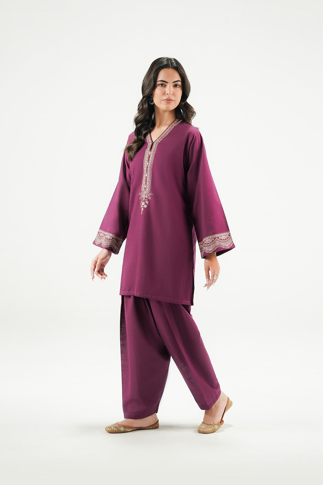2 Piece Slub Khaddar Embroidered Suit (CP0610)