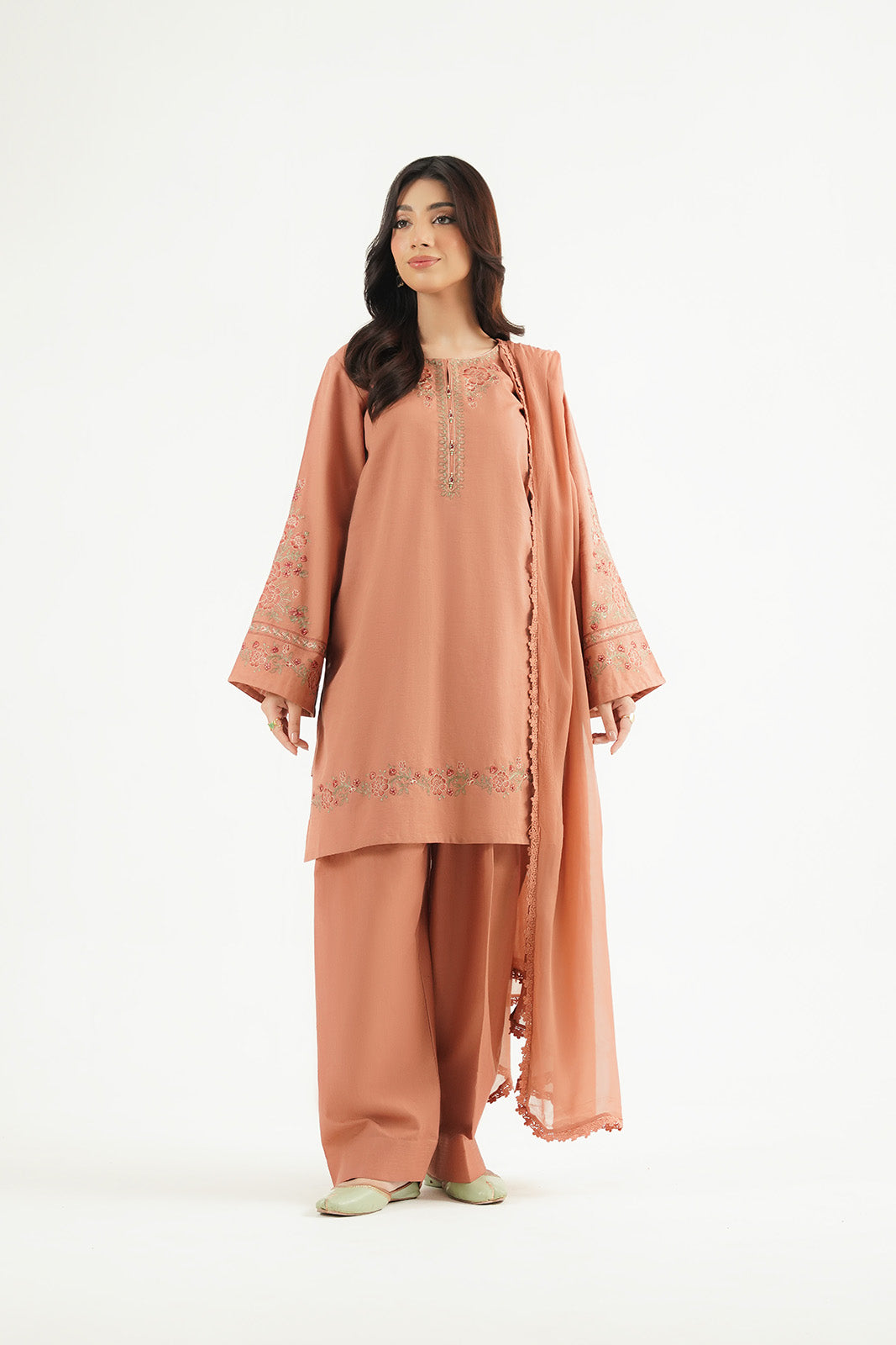 3 Piece Slub Khaddar Embroidered Suit (CP0611)