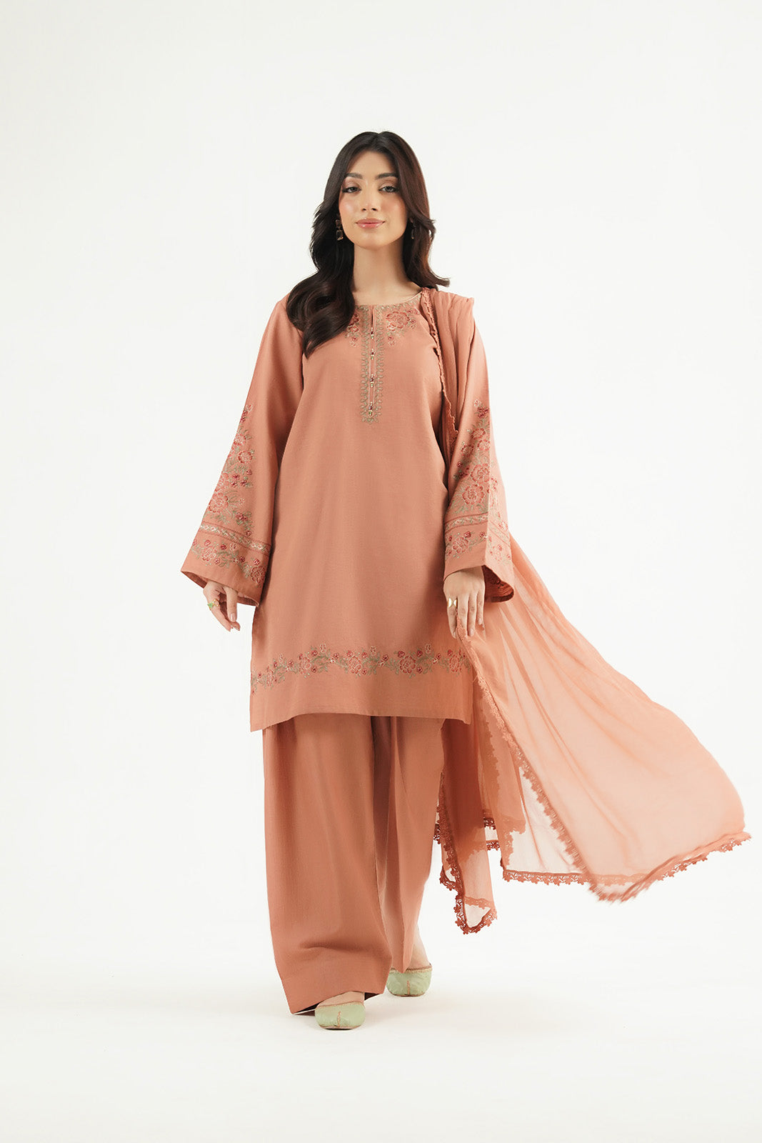 3 Piece Slub Khaddar Embroidered Suit (CP0611)