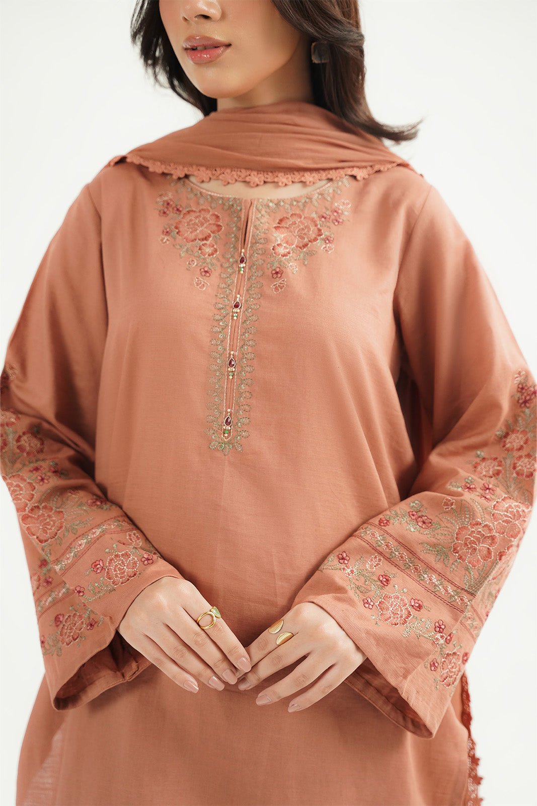 3 Piece Slub Khaddar Embroidered Suit (CP0611)