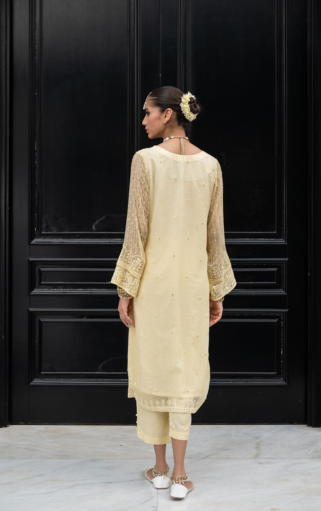 Ss24Da-2411 Lemon Yellow 2Pcs Embroidered Kurta With Trouser