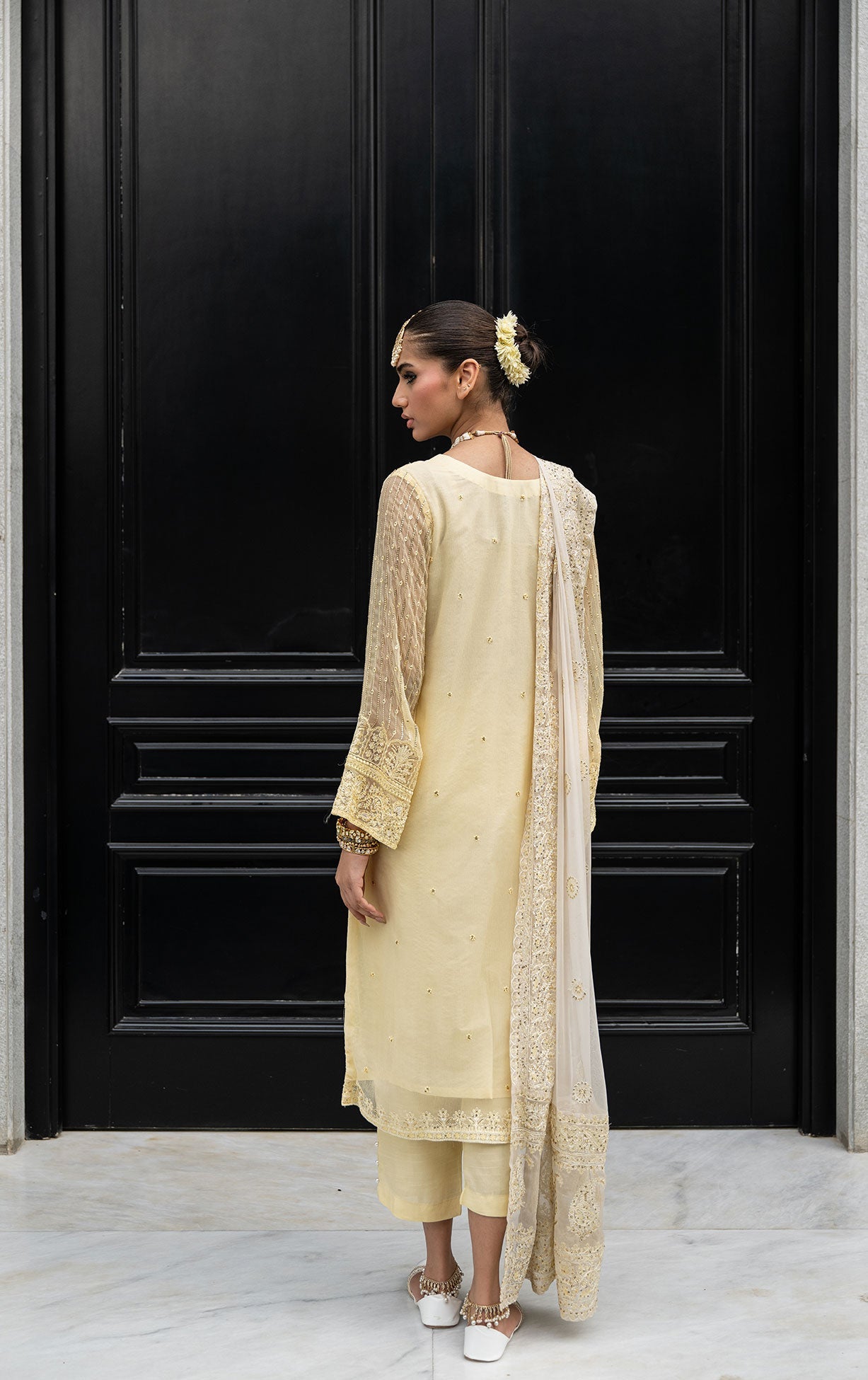 Ss24Da-2411 Lemon Yellow 2Pcs Embroidered Kurta With Trouser