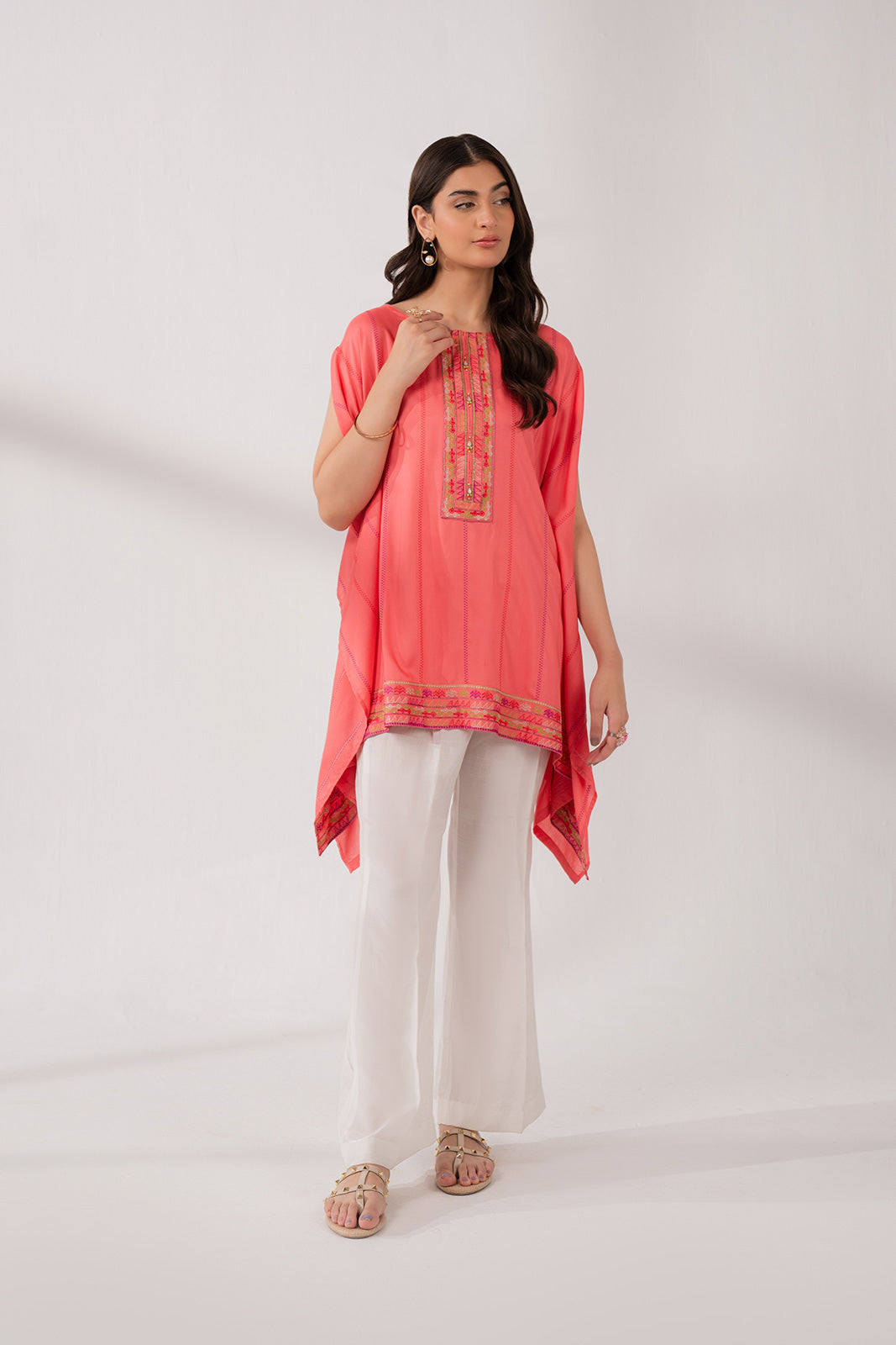 1 Piece Linen Viscose Embroidered Shirt (CS0178)