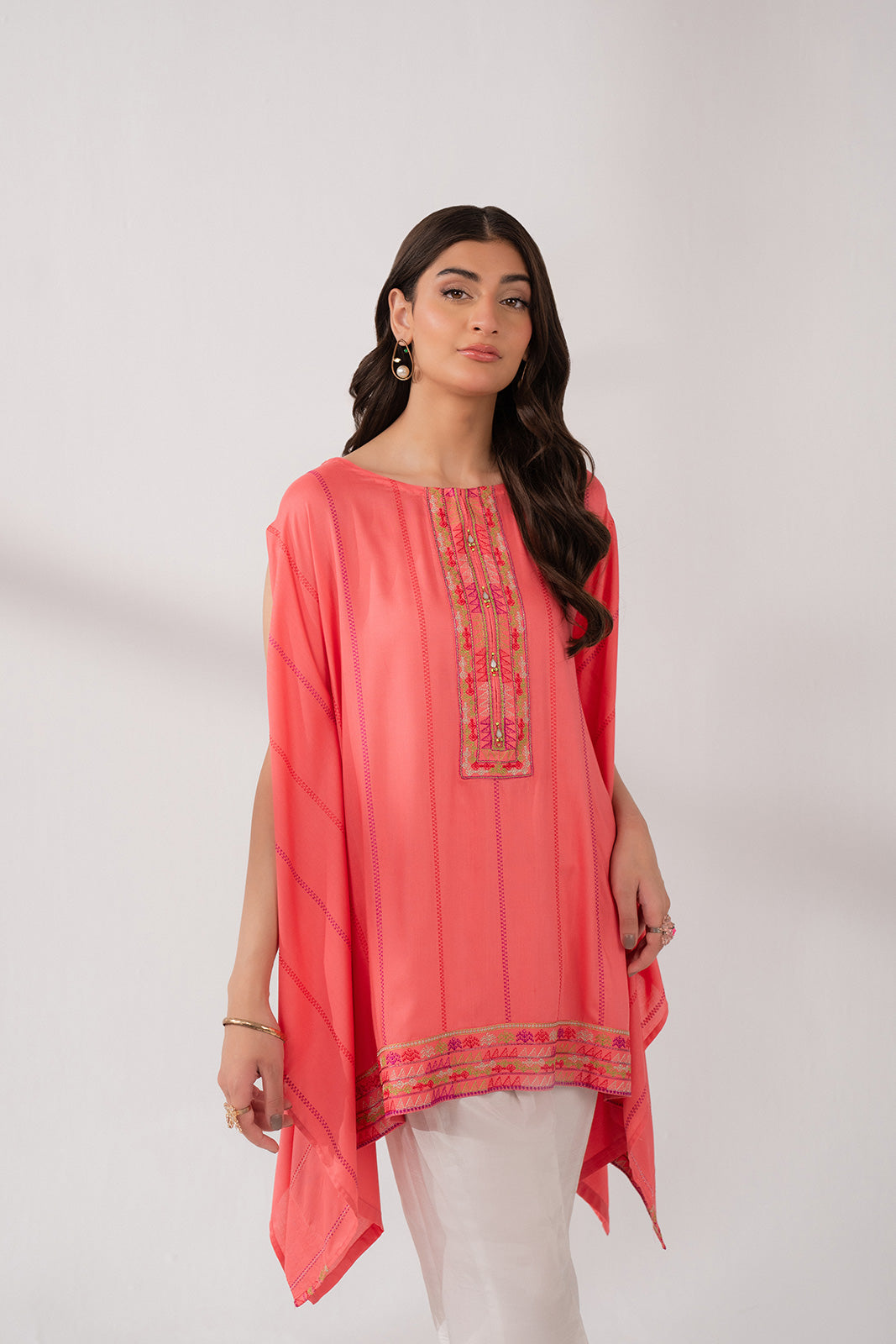 1 Piece Linen Viscose Embroidered Shirt (CS0178)