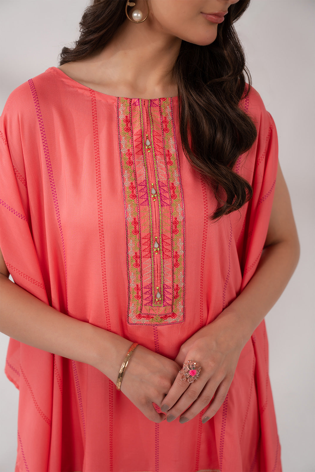 1 Piece Linen Viscose Embroidered Shirt (CS0178)