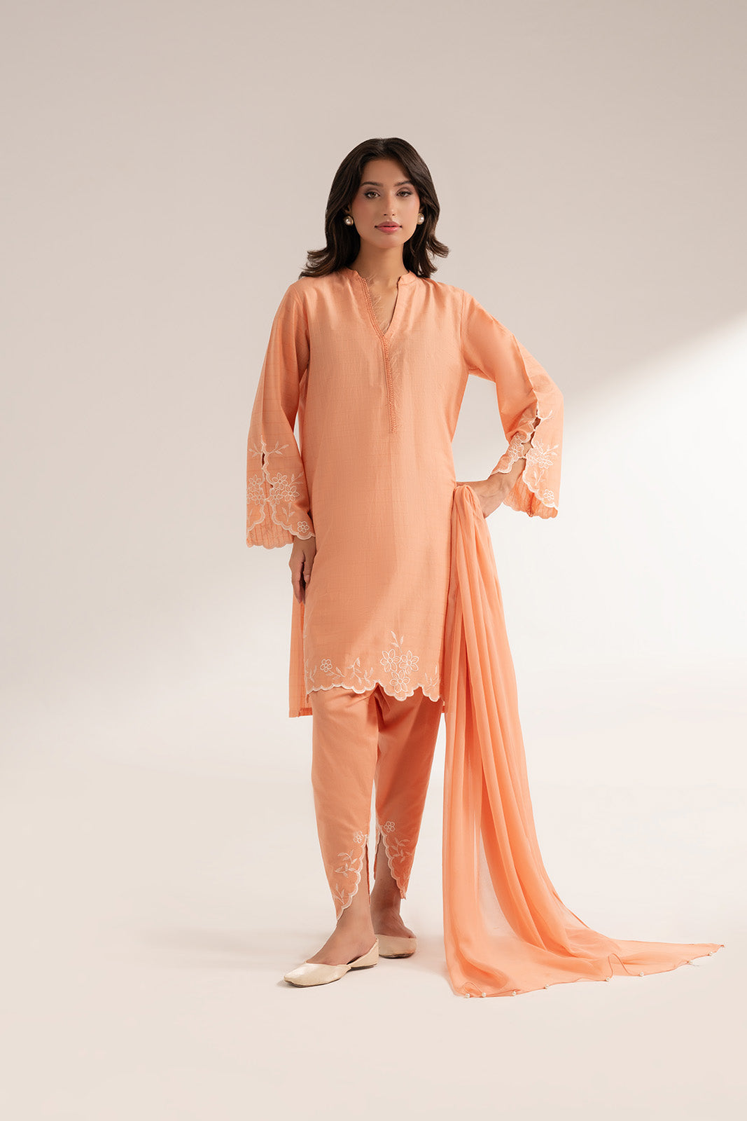 3 Piece Self Jacquard Embroidered Suit (CS0267)