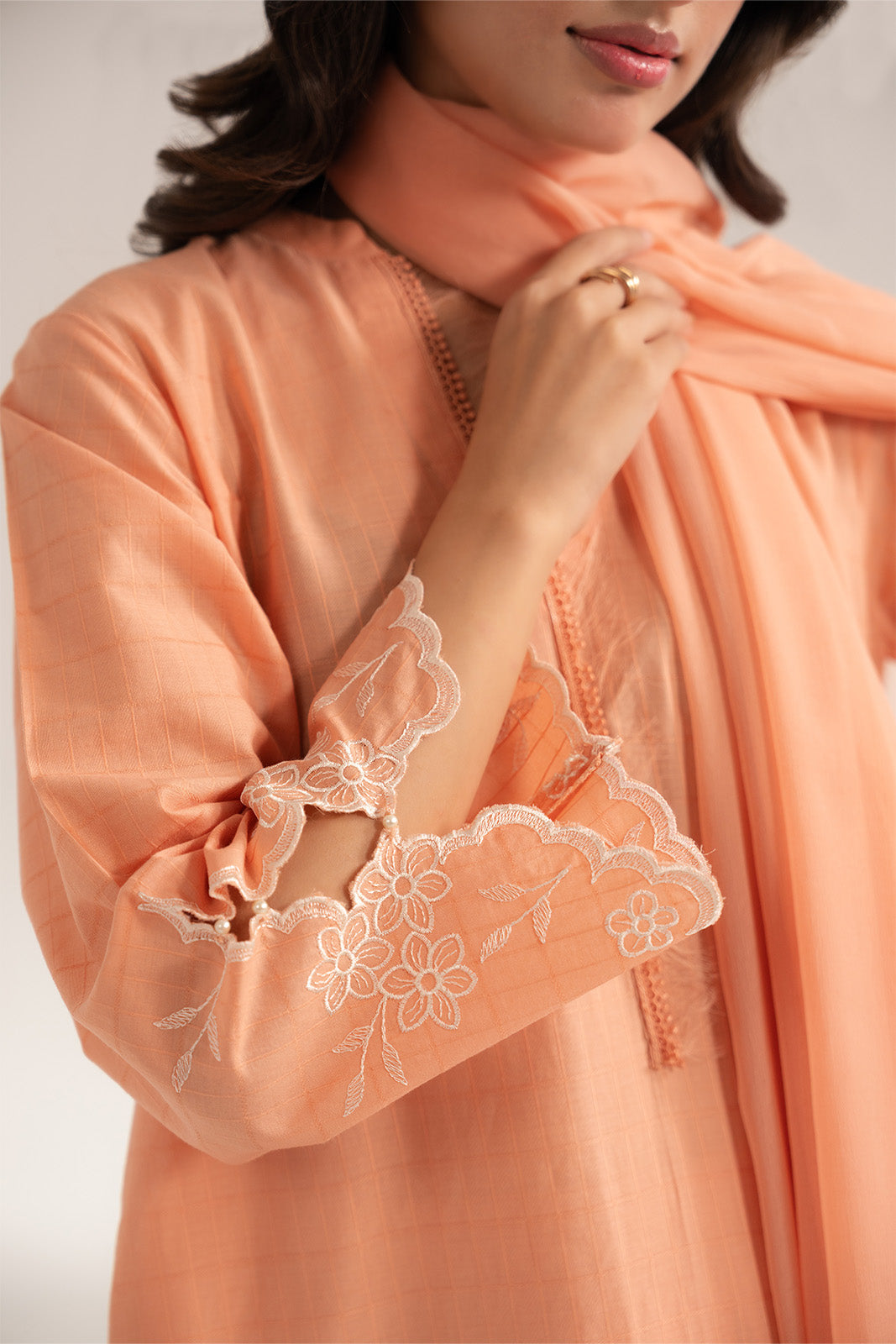 3 Piece Self Jacquard Embroidered Suit (CS0267)