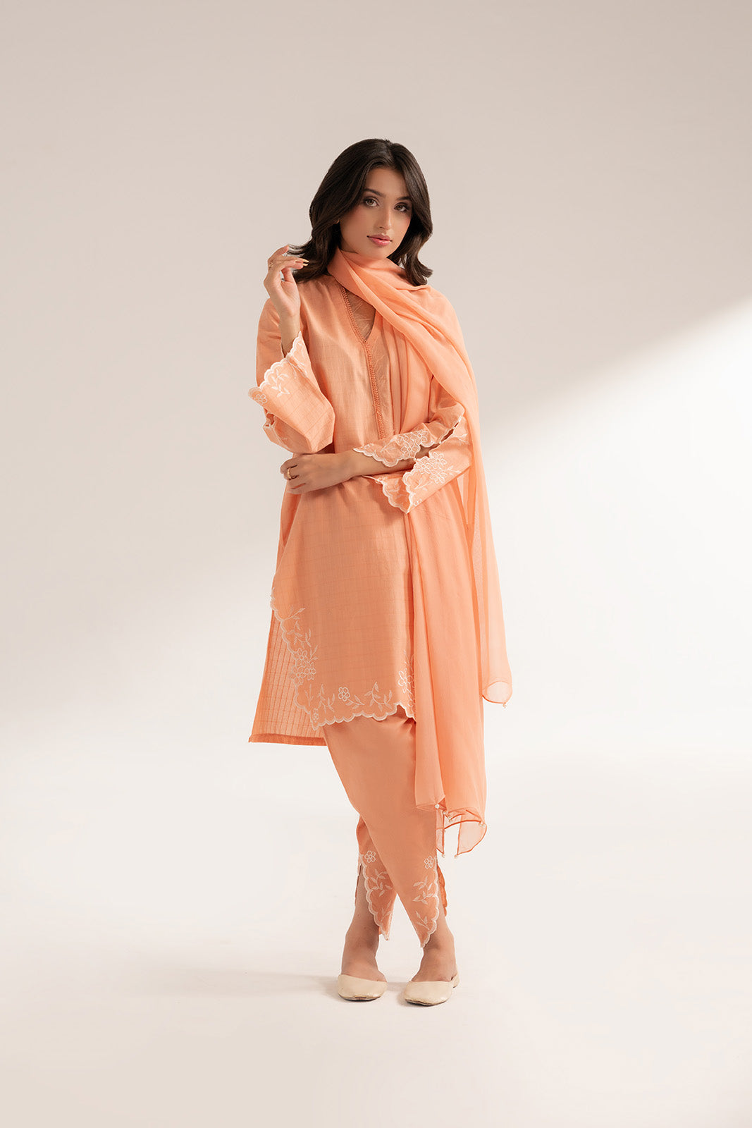 3 Piece Self Jacquard Embroidered Suit (CS0267)
