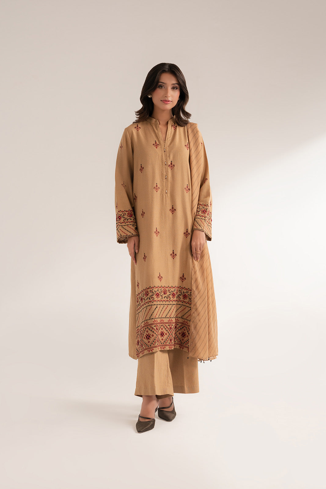 3 Piece Cotton Karandi Embroidered Suit (CS0283)