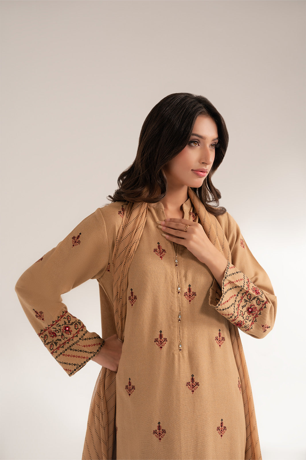 3 Piece Cotton Karandi Embroidered Suit (CS0283)