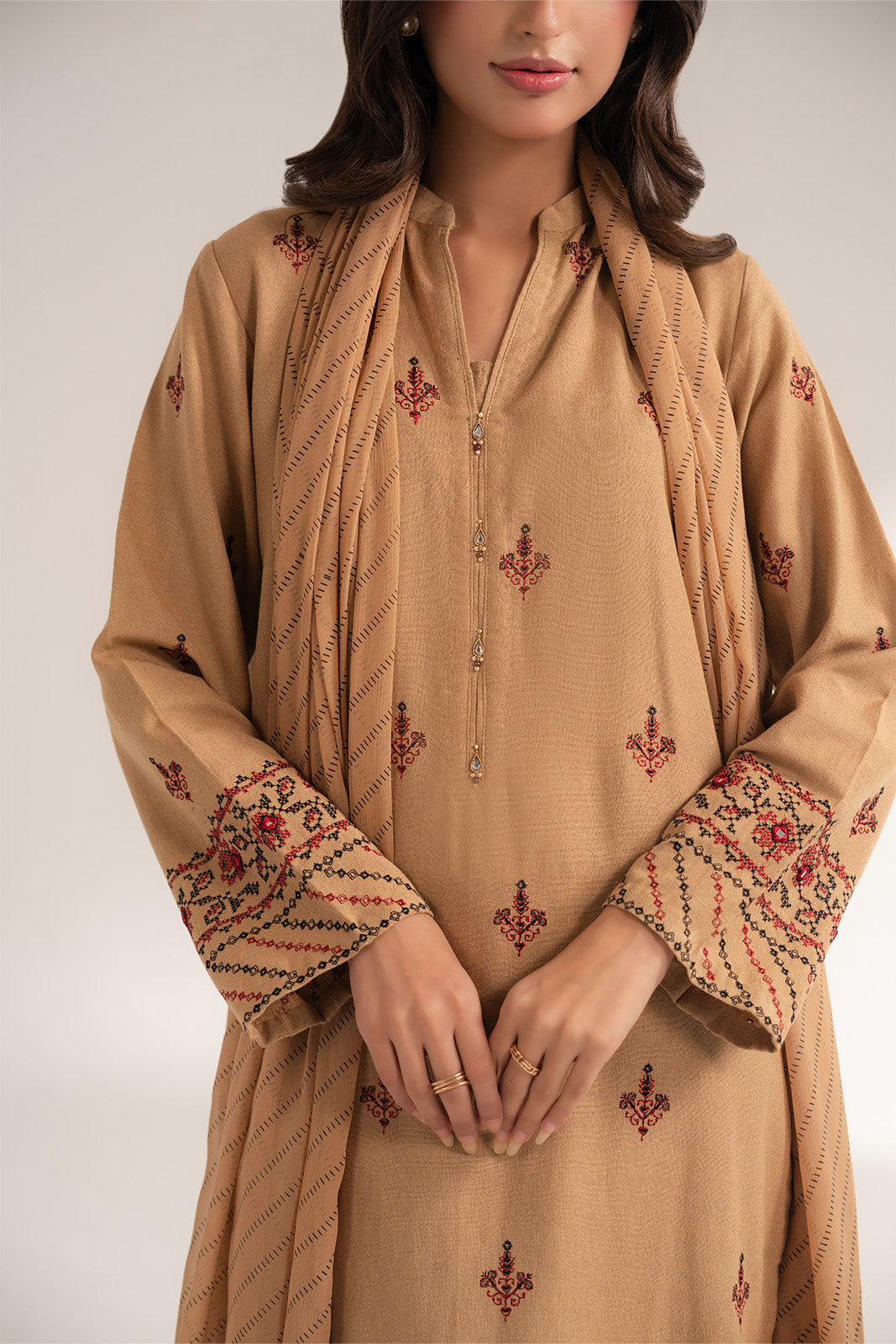3 Piece Cotton Karandi Embroidered Suit (CS0283)