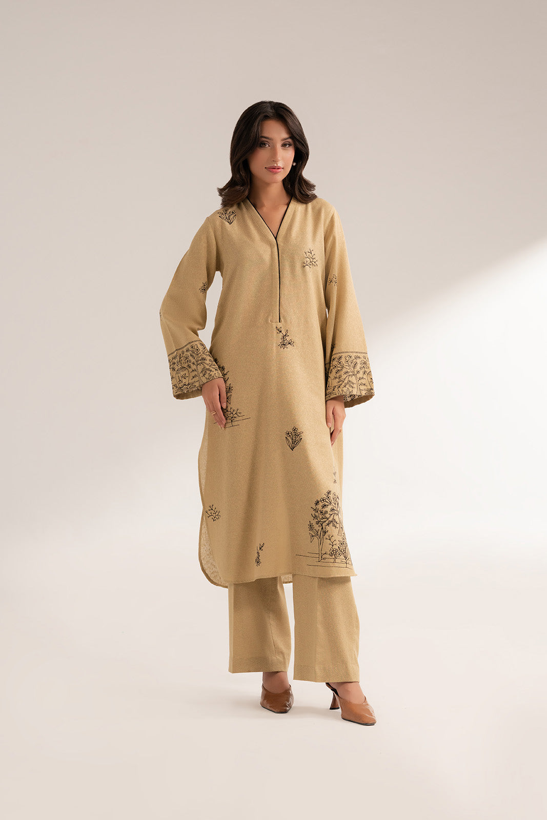 2 Piece Cotton Karandi Embroidered Shirt (CS0284)