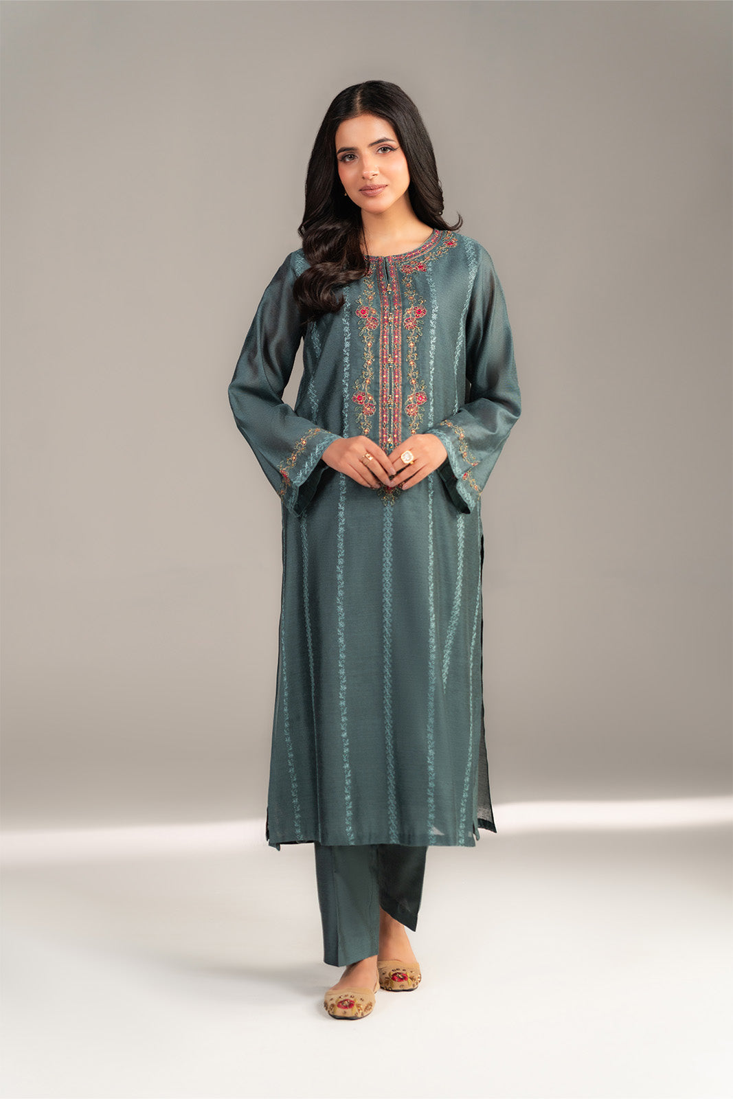2 Piece Viscose Khadi Net Embroidered Suit (CS0436)
