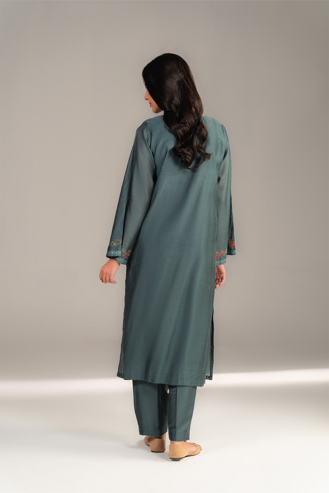 2 Piece Viscose Khadi Net Embroidered Suit (CS0436)