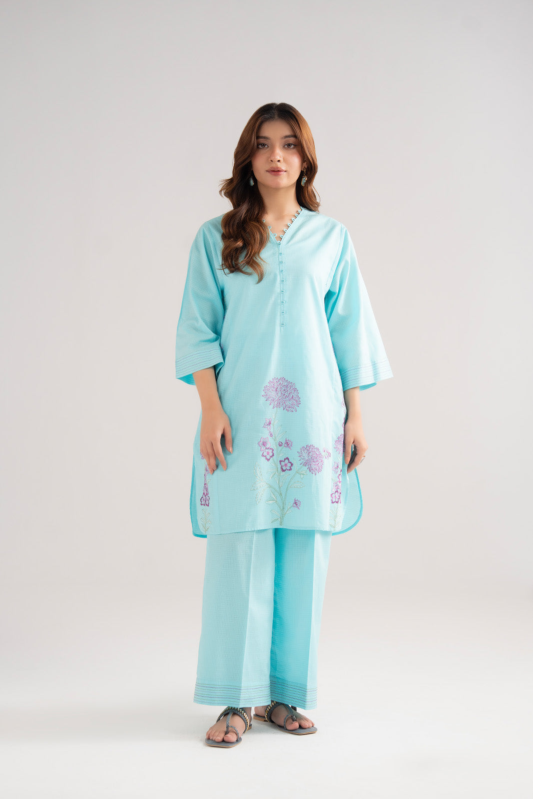 2 Piece Cotton Rip Stop Embroidered Suit (CS0465)