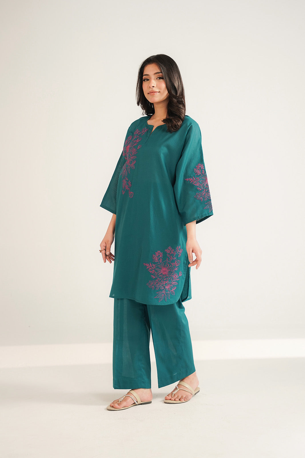 2 Piece Cotton Embroidered Suit (CS0476)