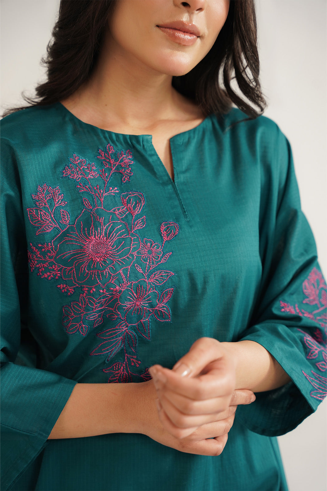 2 Piece Cotton Embroidered Suit (CS0476)