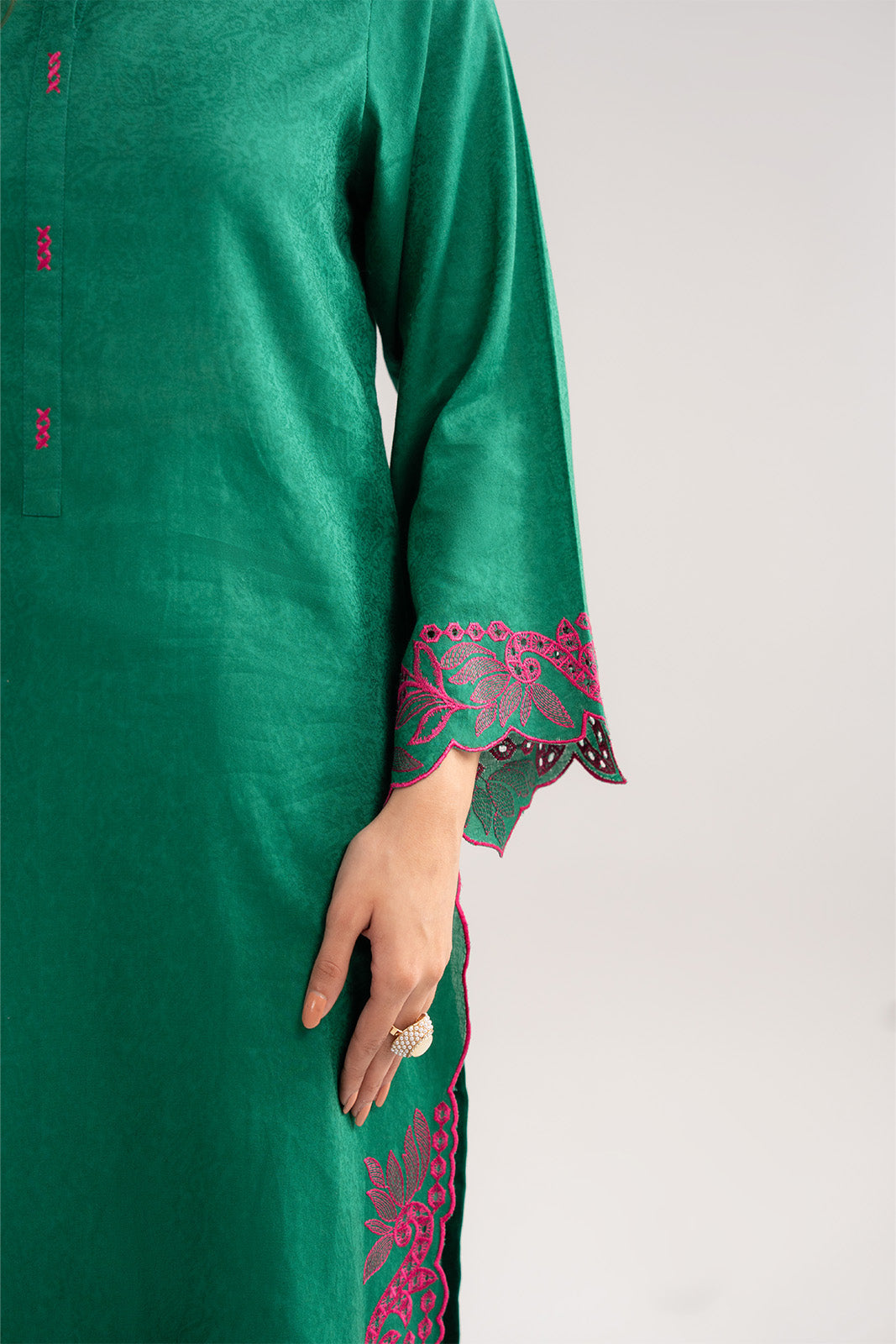 2 Piece Self Jacquard Embroidered Suit (CS0484)