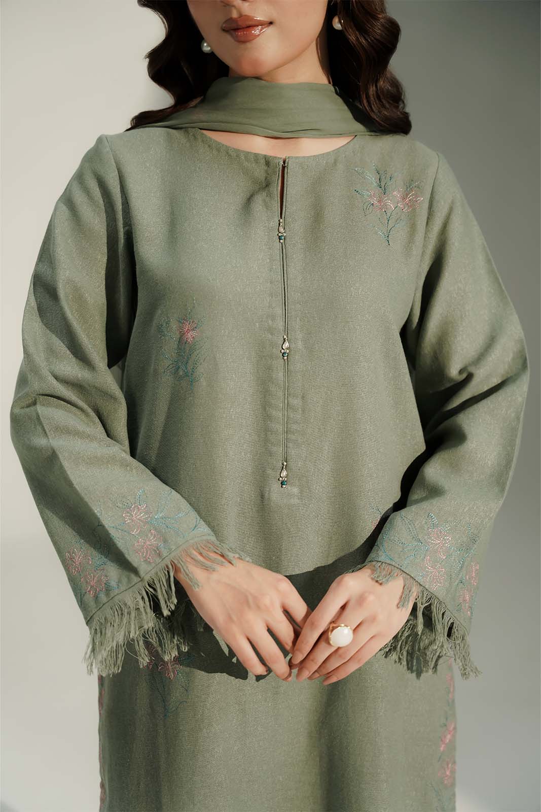 3 Piece Cotton Karandi Embroidered Suit (CS0493)