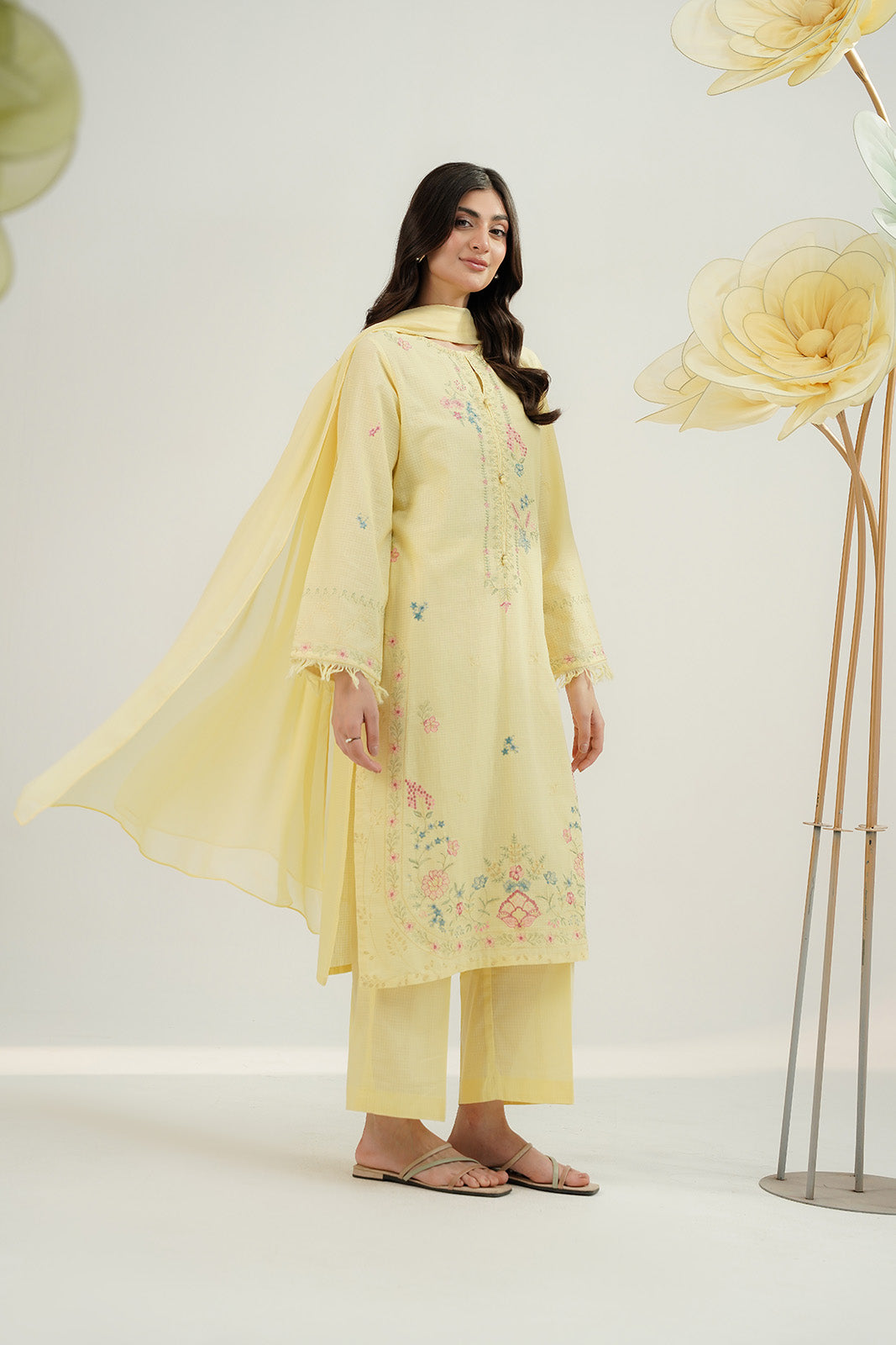 3 Piece Cotton Rip Stop Embroidered Suit (CS0534)