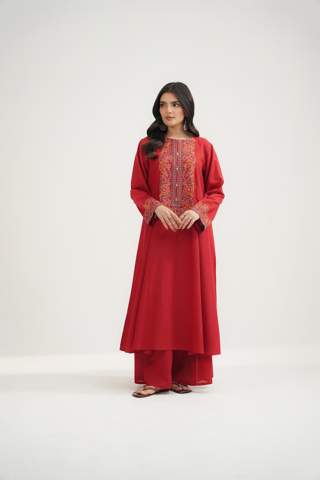 2 Piece Dobby Cotton Embroidered Suit (CS0633)