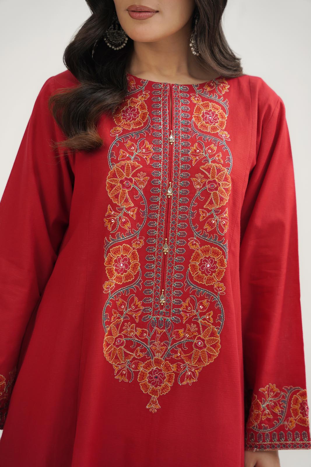 2 Piece Dobby Cotton Embroidered Suit (CS0633)