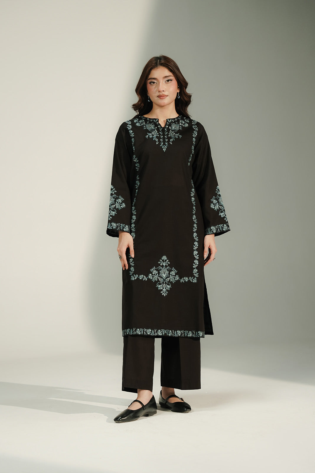 2 Piece Slub Khaddar Embroidered Suit (CS0672)