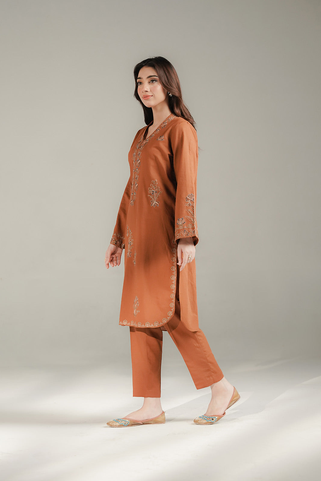 2 Piece Slub Khaddar Embroidered Suit (CS0681)