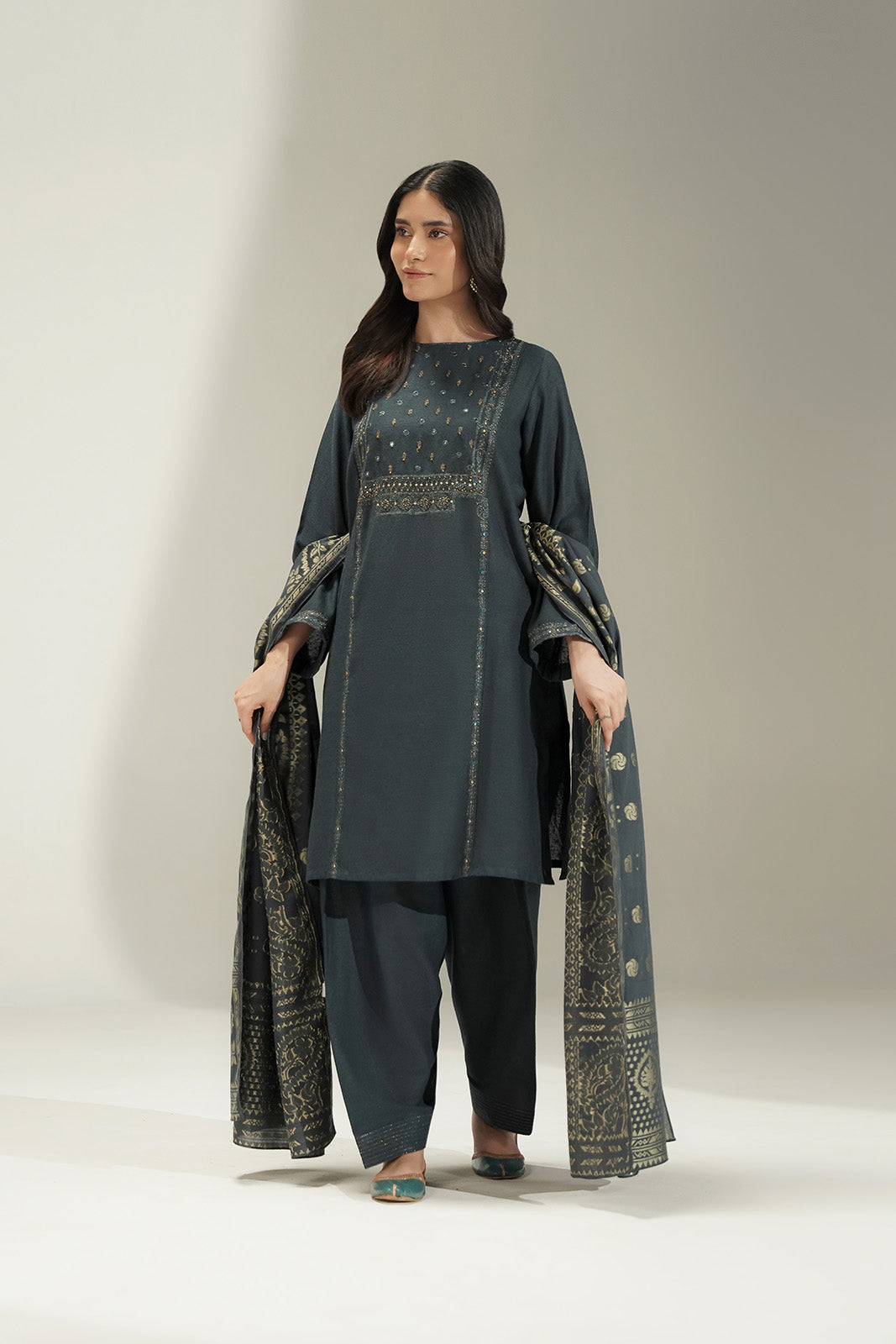 3 Piece Cotton Karandi Embroidered Suit (CS0710)
