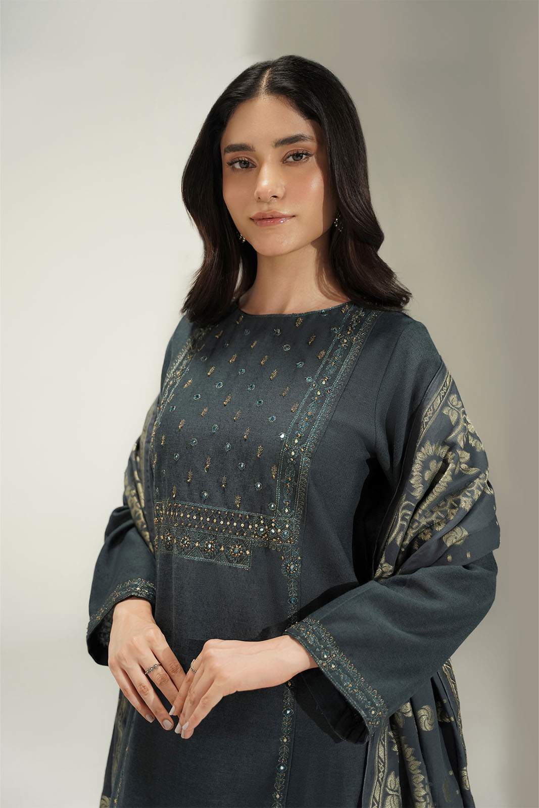 3 Piece Cotton Karandi Embroidered Suit (CS0710)