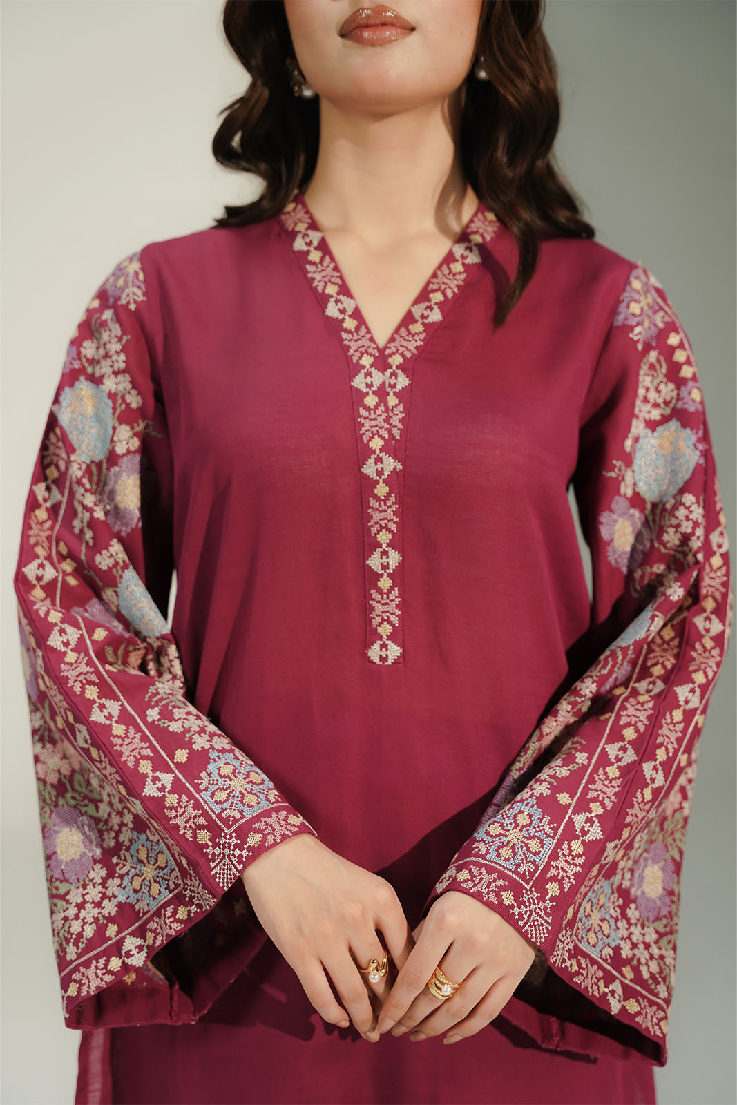 2 Piece Slub Khaddar Embroidered Suit (CS0720)