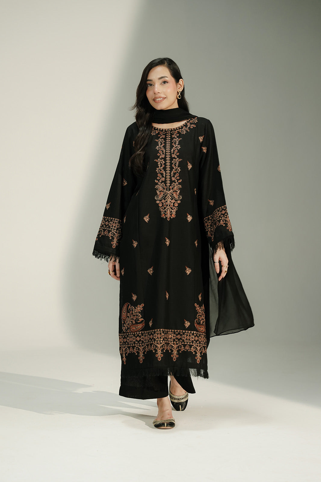 3 Piece Cotton Karandi Embroidered Suit (CS0744)