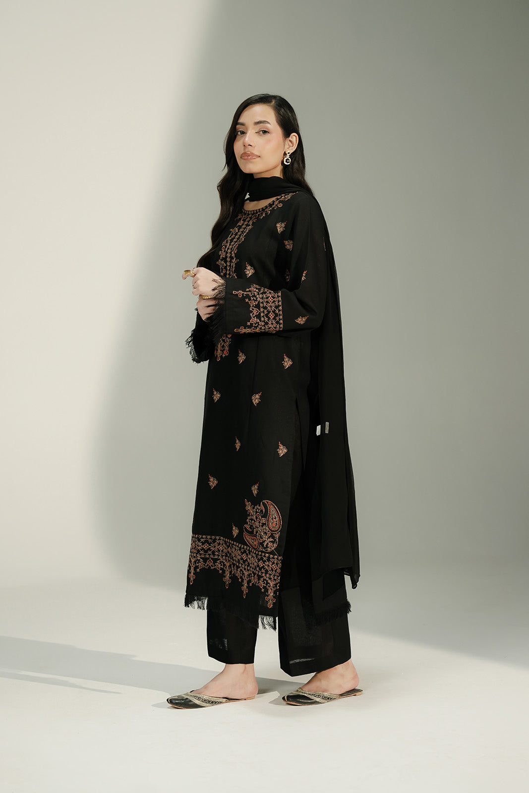 3 Piece Cotton Karandi Embroidered Suit (CS0744)