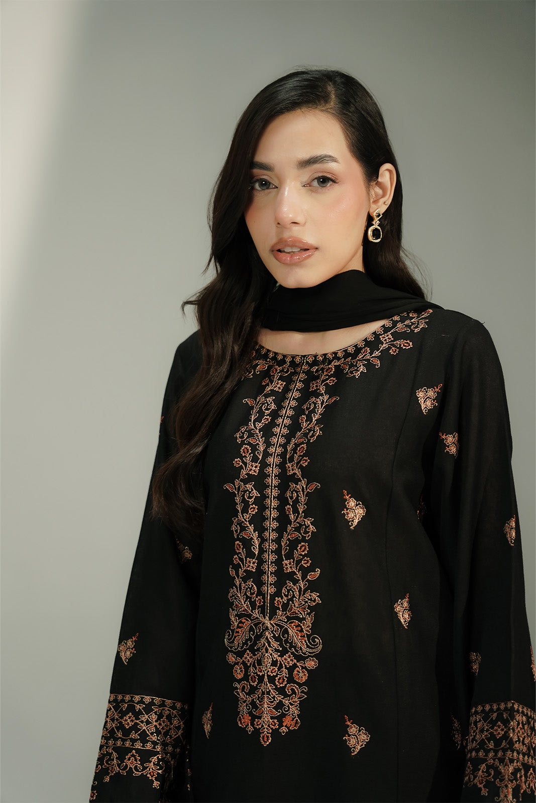 3 Piece Cotton Karandi Embroidered Suit (CS0744)